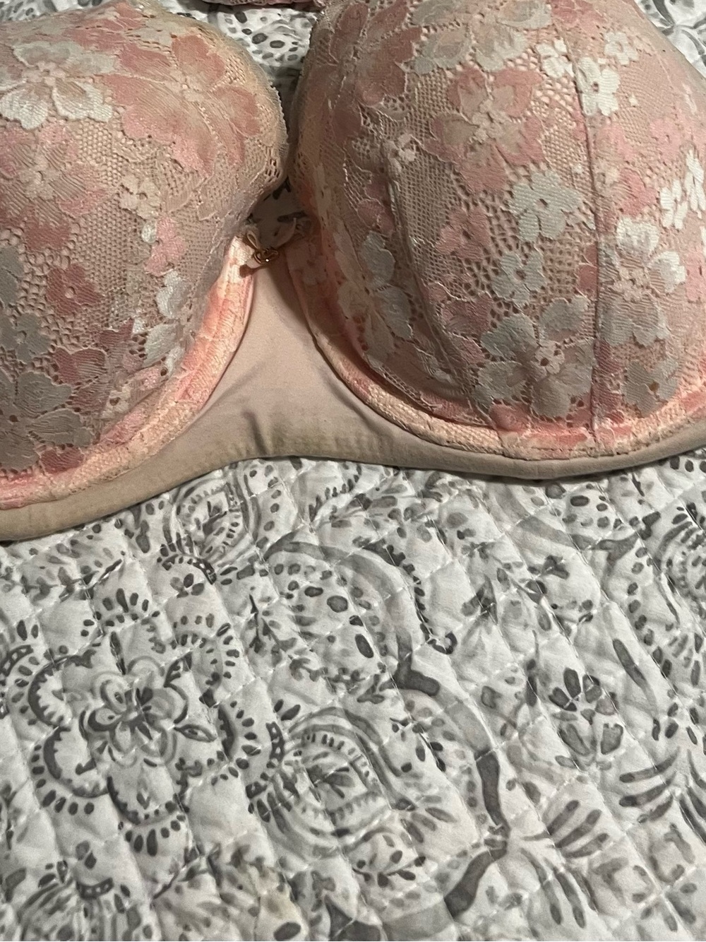Victorias Secret Pink Overlay Push-Up Bra in Blush Pink